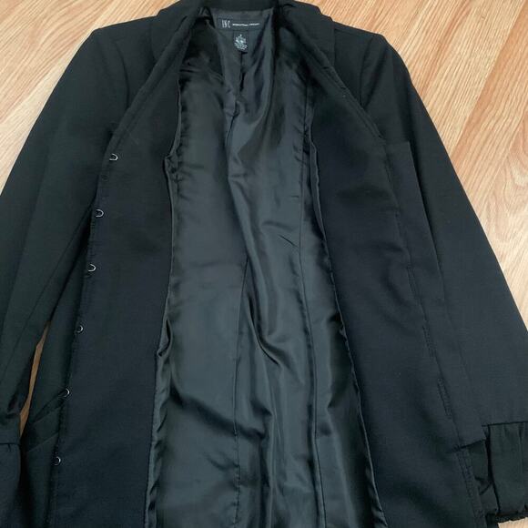 INC Black Victorian Ruched Dress Coat Size Small Elegant Gothic Formal - Picture 5 of 11